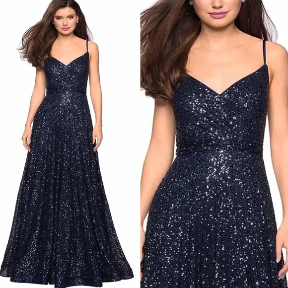 La FemmeSequin Empire Waist Prom Dress with V Back size 0